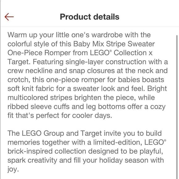 Lego Collection X Target Romper Baby Stripe Outfit One Piece | Limited Edition - Picture 5 of 6